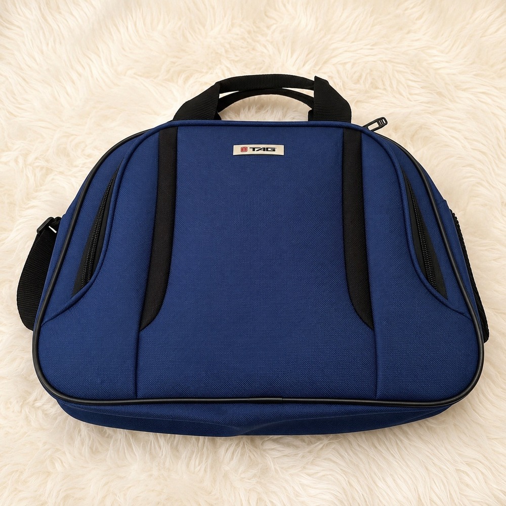 TAG Unisex Blue Travel Duffel Carry On Weekender Gym Bag Adjustable Strap Tote